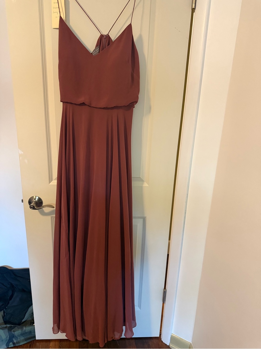 Jenny Yoo Spaghetti-Strap Maxi Dress in Rust